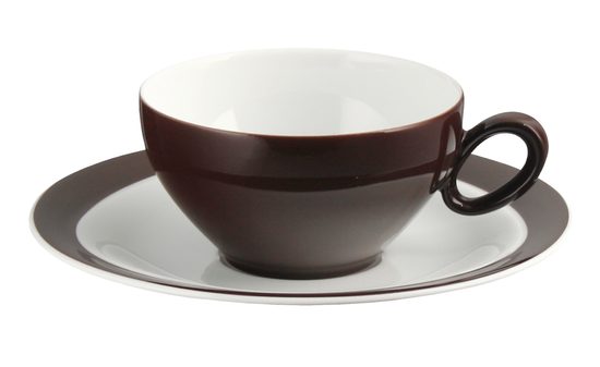 Tea cup and saucer, Trio 23602 Dark Chocolate, Seltmann Porcelain