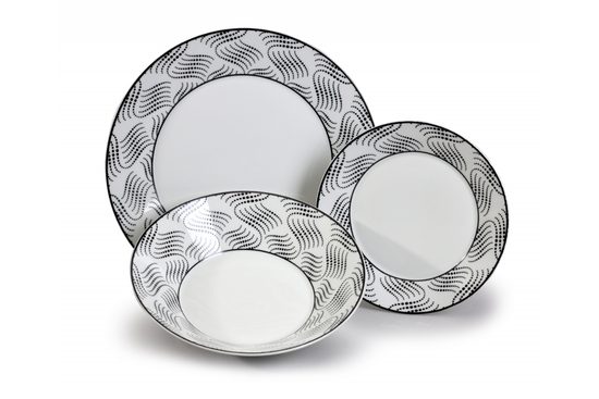 Plate set for 6 pers., Thun 1794 Carlsbad porcelain, TOM 30404 black