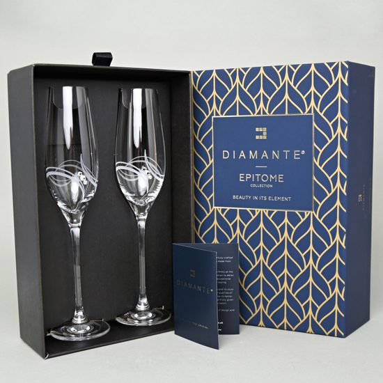 Apollo - Set of 2 champagne glasses 210 ml, Swarovski Crystal, DIAMANTE
