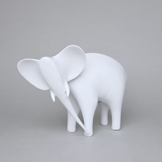 Elephant 21,5 x 9 x 16 cm, White, Porcelain Figures Royal Dux Bohemia
