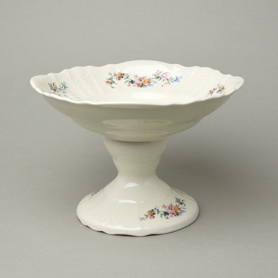 Mísa hluboká 25 cm na noze, Thun 1794, karlovarský porcelán, BERNADOTTE ivory + kytičky