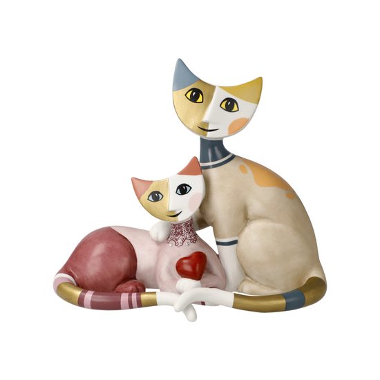 Cats Vivien and Peppie 16 / 9 / 14cm, biscuit china, Cats Goebel R. Wachtmeister