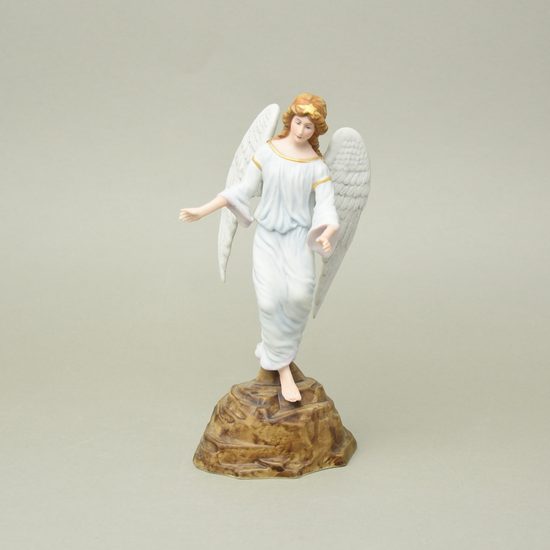 Anděl na podstavci 22,5 cm + 6 cm podstavec, Biskvit + saxe, Royal Dux Bohemia (2.j.)