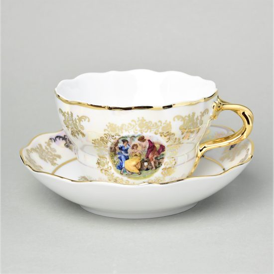 Cup + saucer D 0,4 l / 18,2 cm, The Three Graces + gold, Frederyka Carlsbad