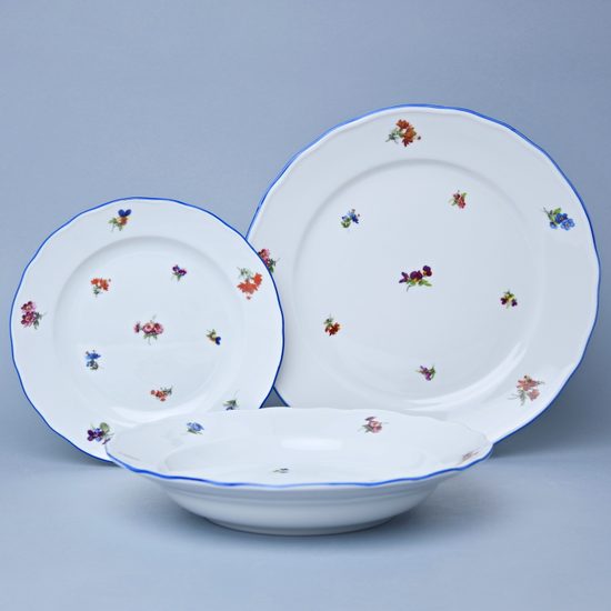 Talířová sada pro 6 osob, Házenka modrá linka 26,24,19, Český porcelán a.s.