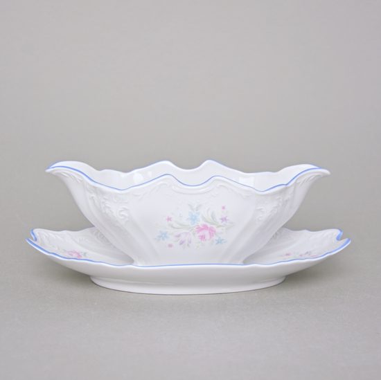 Sauce boat 500 ml, Thun 1794 Carlsbad porcelain, BERNADOTTE blue-pink flowers
