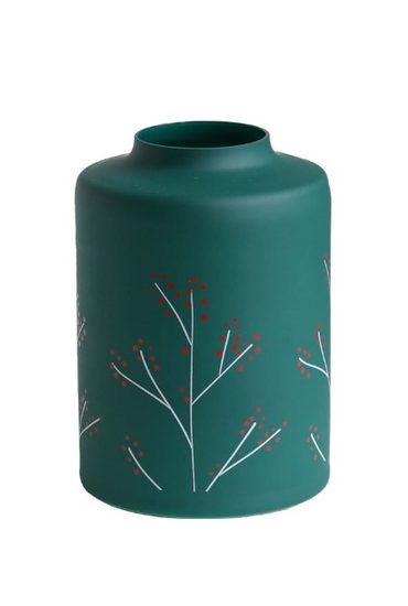 Glass green vase 18 cm Holly and Mistletoe, Glassor