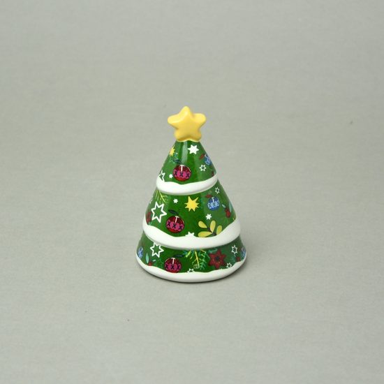 Bell christmas tree 6 x 9 cm, glazed ceramic, EGAN