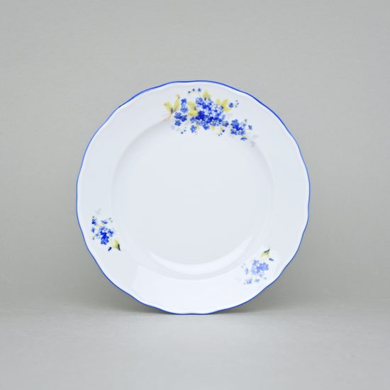 Talíř dezertní praporový 19 cm, pomněnky, Český porcelán a.s.