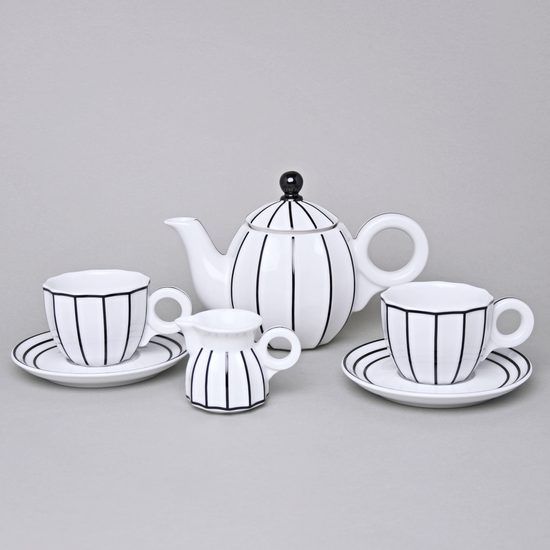 Tea / Coffee Set for 2 pers., Šárka Black Line, Goldfinger porcelain