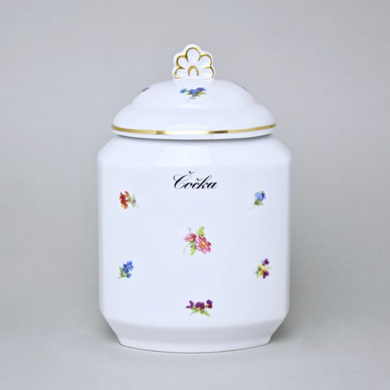 Jar for food storage 1,1 l, with a sign "Čočka" (Lentils), Hazenka, Český porcelán a.s.