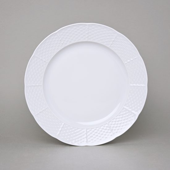 Plate flat 24 cm, Thun 1794 Carlsbad porcelain, Natalie white