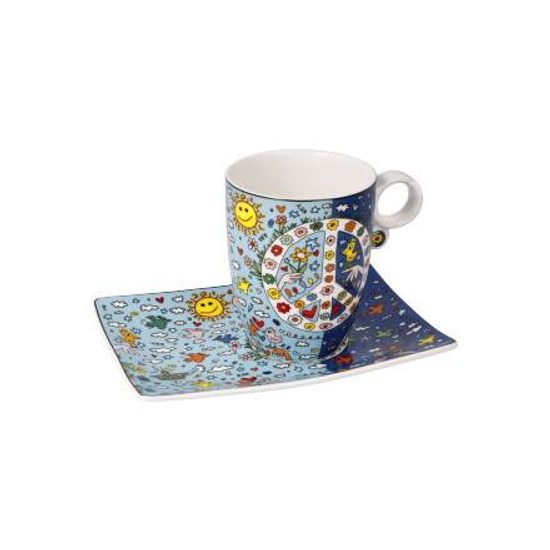 Cup and saucer James Rizzi - Give Peace a Chance, 400 ml / 19,5 cm, Fine Bone China, Goebel