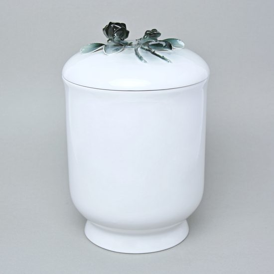 Porcelain Urn Case, White + Roses (2), Luxor, 29 cm, Royal Dux Bohemia