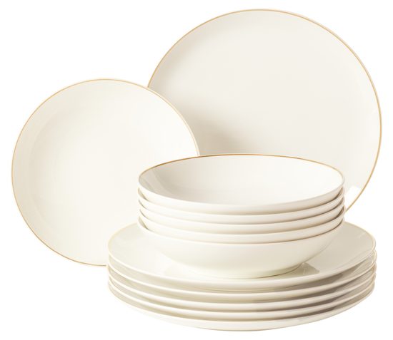 Plate set 12 pcs., Savona fine diamond with gold line, Seltmann porcelain