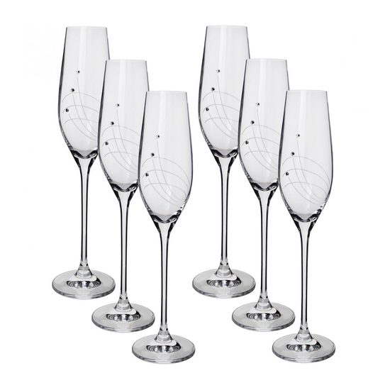 Celebration - Sklenička na sekt 210 ml, 6 ks, krystaly Swarovski