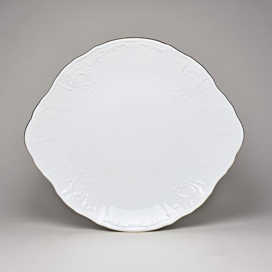 Cake plate 27 cm, Thun 1794 Carlsbad porcelain, BERNADOTTE gold line