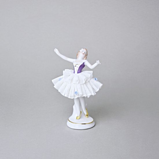 Tanečnice s krajkou (fialová) 8 x 6 x 12 cm, Kurt Steiner, Porcelánové figurky Unterweissbacher