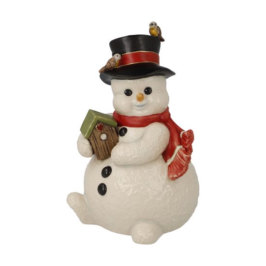 Snowman figurine Moving into Winter Home 8.5 / 8 / 13.5cm, stoneware, Goebel
