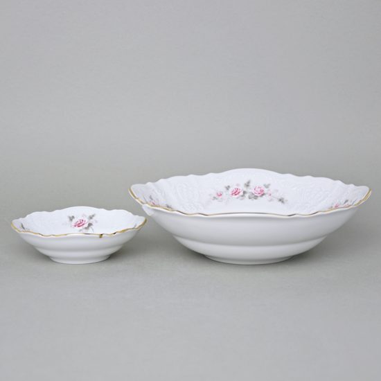 Gold line: Compot set for 6 persons, Thun 1794 Carlsbad porcelain, BERNADOTTE roses