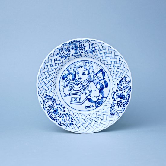 Vánoční / výroční talíř 2004 závěsný reliéfní 18 cm, reliéfní, Cibulák, originální z Dubí