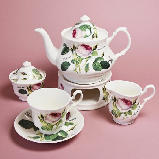 Redoute Rose: Čajová souprava 16 ks, Anglický kostní porcelán, Roy Kirkham