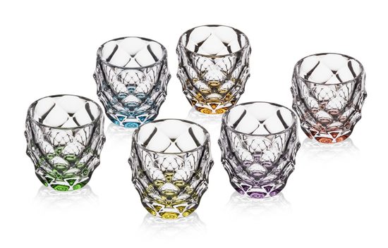 Křišťálový set odlivek na likér Morris - Barvy, 6 ks, 50 ml, Aurum Crystal