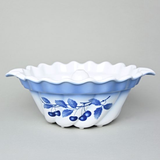 Baking form for "Bábovka" cake 33 cm, Thun 1794 Carlsbad porcelain, BLUE CHERRY