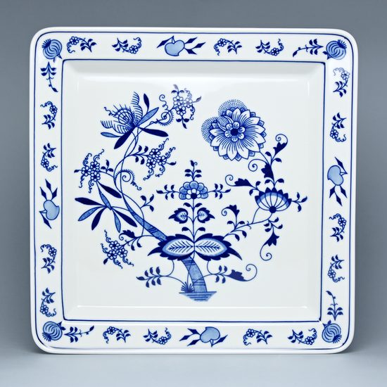 Plate flat square 27 cm, Original Blue Onion Pattern