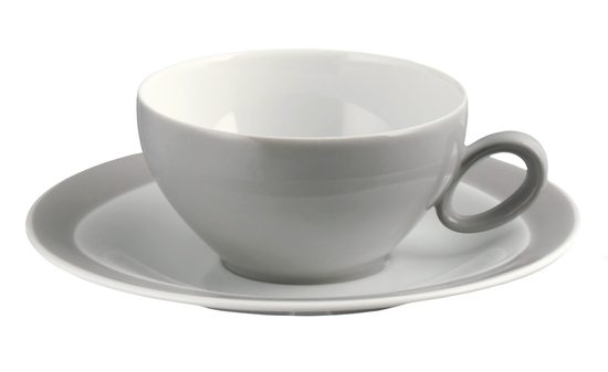 Tea cup and saucer, Trio 23613 Stone Grey, Seltmann Porcelain