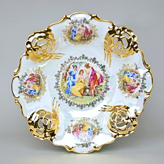 Bowl Perforated 32,5 cm, Three Graces + Gold, QUEENs CROWN