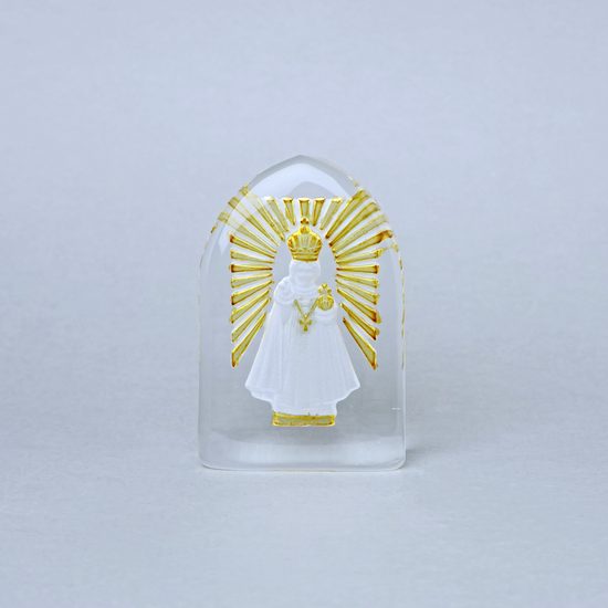 Paperweight/plaque JESUS - golden rays, Glassworks Janov