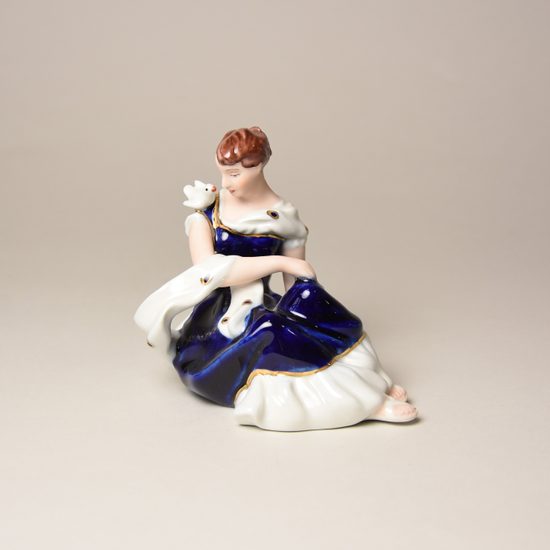 Dívka s holubičkou 9 cm, ISIS, Porcelánové figurky Duchcov