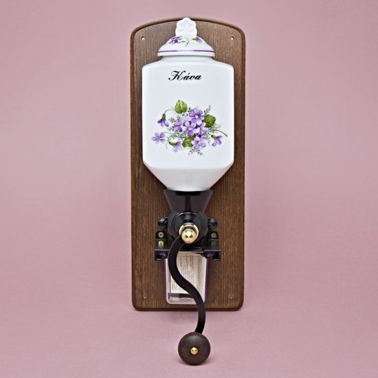 Kávomlýnek závěsný s nápisem 34 cm, fialky, Český porcelán a.s.