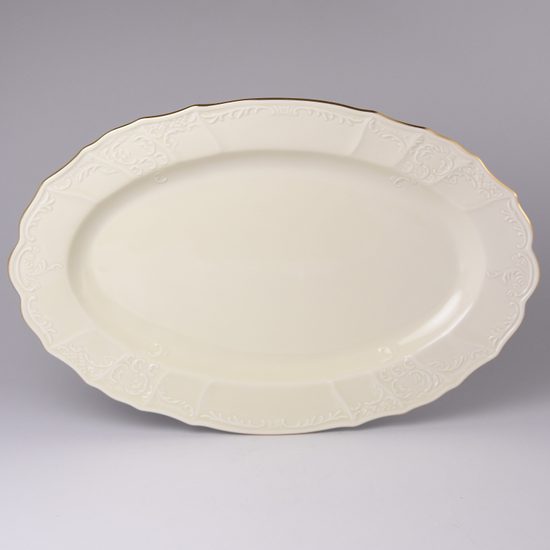 Dish oval 36 cm, Thun 1794 Carlsbad porcelain, BERNADOTTE ivory + gold