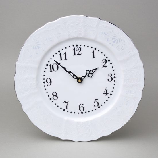 Hodiny nástěnné 27 cm, Thun 1794, karlovarský porcelán, BERNADOTTE mráz, platinová linka