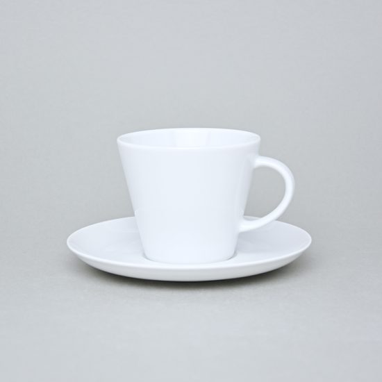 Šálek čajový / kávový 220 ml a podšálek 160 mm, Thun 1794, karlovarský porcelán, TOM bílý, nedekorovaný