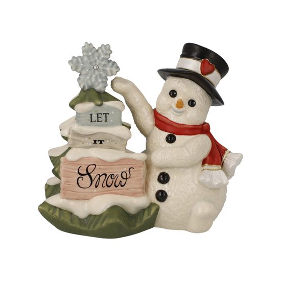 Snowman figurine Let it Snow 13 / 8.5 / 12cm, stoneware, Goebel