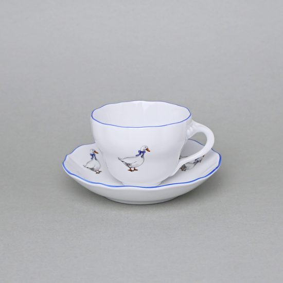 Šálek a podšálek A/1 + A/1, 120 ml / 13 cm na malé kavčo, husy, Český porcelán a.s.