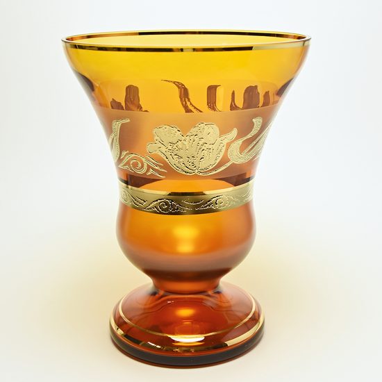 Egermann: Vase Amber Gilded Ice - matt stripe, 31 cm, Crystal Vases Egermann