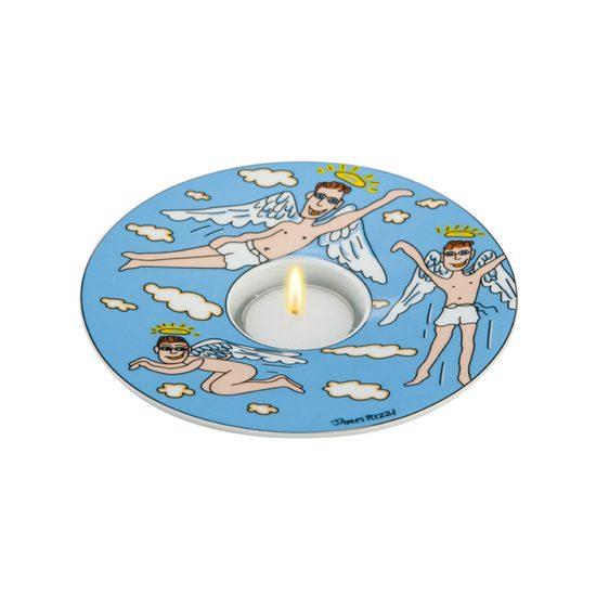 Artist tealight James Rizzi - Fly on my sweet Angels, 15 / 15 / 3,5 cm, Porcelain, Goebel