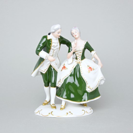 Couple - Rococo 16,5 x 12 x 21 cm, Color - Green, Porcelain Figures Duchcov