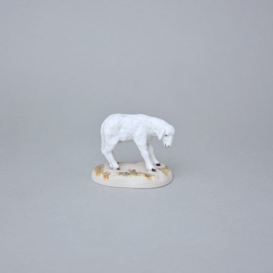Jehně na podstavci s hlavou dolů, 4,5 x 7 x 6 cm, Pastel, Porcelánové figurky Duchcov