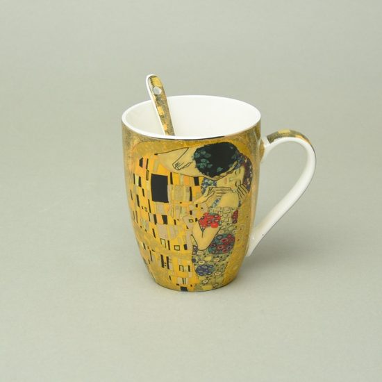 Hrnek 325 ml + porcelánová lžička, G. Klimt, Polibek, Marco Polo