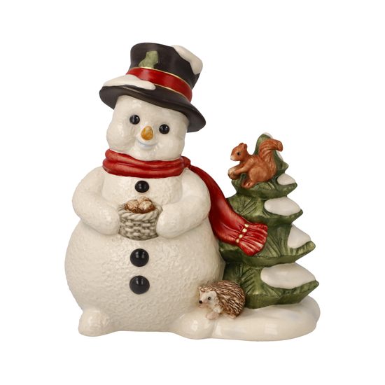 Snowman figurine Visit at the Woods 11.5 / 7 / 12.5 cm, stoneware, Goebel