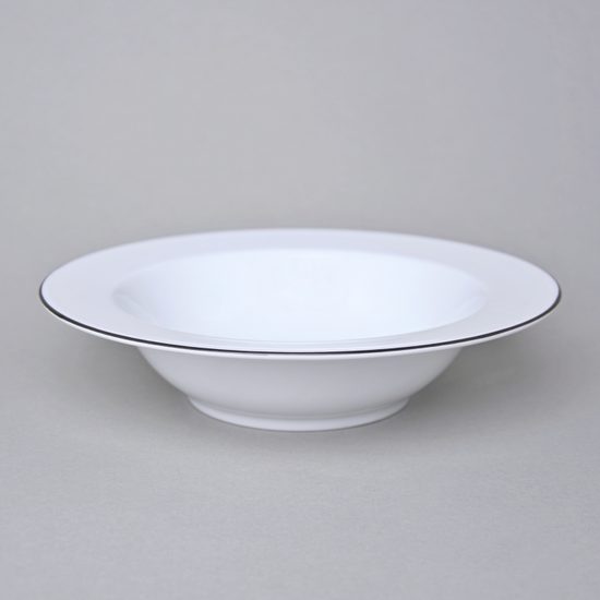Plate Deep 22 cm, ELLA black line, Thun 1794 Carlsbad Porcelain