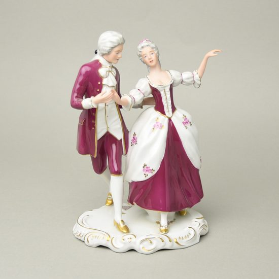 Taneční pár rokoko 16 x 13 x 23 cm, Purpur, Porcelánové figurky Duchcov (2.j.)