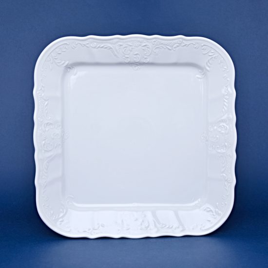 Podnos čtyřhranný 26 cm, Thun 1794, karlovarský porcelán, BERNADOTTE bílá