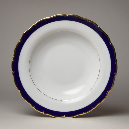 Plate deep 23 cm Simona, HC422 gold + cobalt blue, Haas a Czjzek