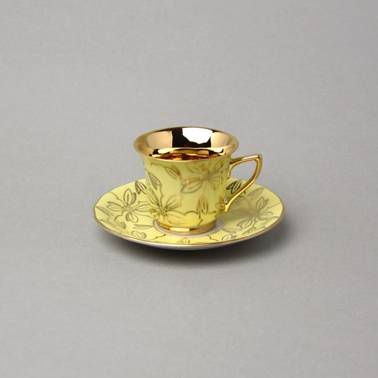 Šálek 100 ml a podšálek 115 mm na espresso, Žlutý - motýli, Leander 1907 Loučky
